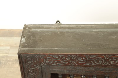 Lot 1314 - A 17TH CENTURY OAK HANGING MURAL / DOLE CUPBOARD