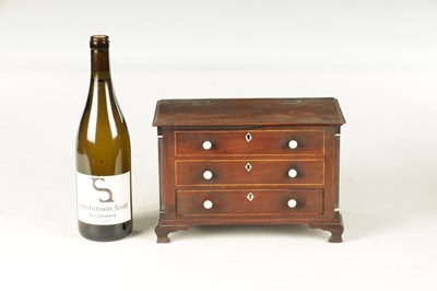Lot 932 - A 19TH CENTURY MAHOGANY WORK BOX FORMED AS A MINIATURE CHEST