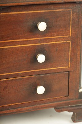 Lot 932 - A 19TH CENTURY MAHOGANY WORK BOX FORMED AS A MINIATURE CHEST