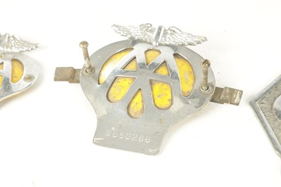 Lot 596 - A COLLECTION OF SIX AA AUTOMOBILE ASSOCIATION VINTAGE CAR BADGES