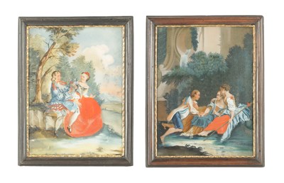 Lot 866 - A PAIR OF LATE 18TH CENTURY CHINESE REVERSE PAINTINGS ON GLASS