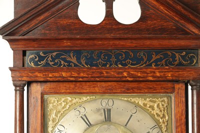 Lot 1099 - THOMAS HOUGHTON, CHORLEY. A SMALL GEORGE III OAK 30-HOUR LONGCASE CLOCK