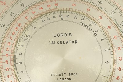 Lot 1129 - A LATE 19TH CENTURY LORD’S CALCULATOR BY ELLIOTT BROS. LONDON NO. 59.