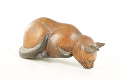 Lot 931 - A 19TH CENTURY CARVED SCULPTURE OF A CAT