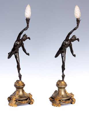 Lot 504 - A PAIR OF 19TH CENTURY BRONZE FIGURES OF...