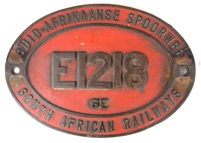 Lot 513 - AN ORIGINAL OVAL BRONZE SOUTH AFRICAN RAILWAY...