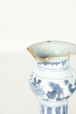 Lot 109 - A PAIR OF LATE 17TH CENTURY BLUE AND WHITE DELFT VASES