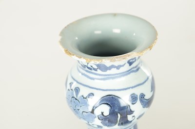 Lot 109 - A PAIR OF LATE 17TH CENTURY BLUE AND WHITE DELFT VASES