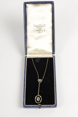 Lot 315 - A 15CT GOLD AQUAMARINE AND PEARL PENDANT NECKLACE