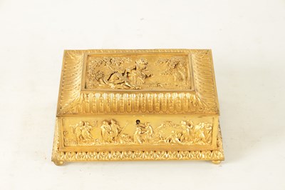 Lot 707 - A LATE 19TH CENTURY FRENCH GILT METAL JEWELLERY CASKET