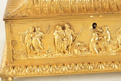 Lot 707 - A LATE 19TH CENTURY FRENCH GILT METAL JEWELLERY CASKET