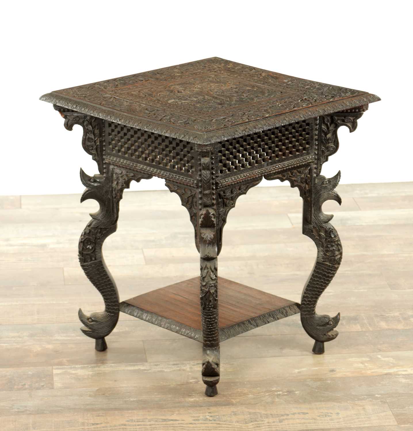 Lot 149 - A LATE 19TH CENTURY ANGLO INDIAN TWO TIER HARDWOOD OCCASIONAL TABLE
