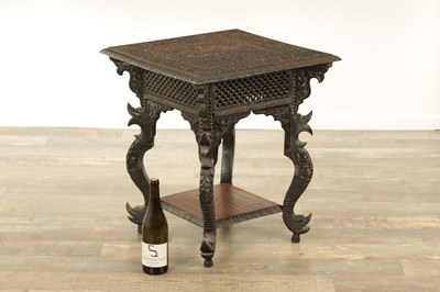 Lot 149 - A LATE 19TH CENTURY ANGLO INDIAN TWO TIER HARDWOOD OCCASIONAL TABLE