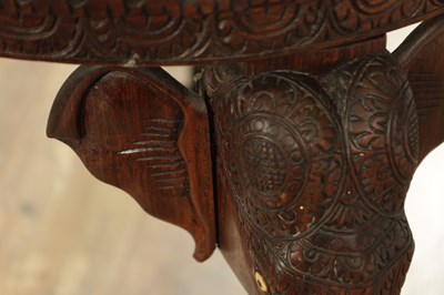 Lot 245 - A 19TH CENTURY INDIAN CARVED HARDWOOD OCCASIONAL TABLE