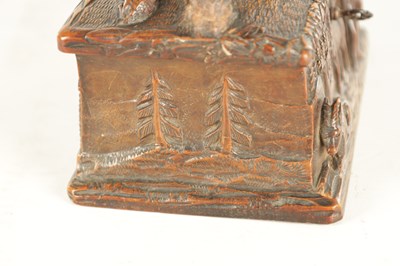 Lot 923 - A 19TH CENTURY BLACK FOREST CARVED LINDEN WOOD JEWELLERY BOX