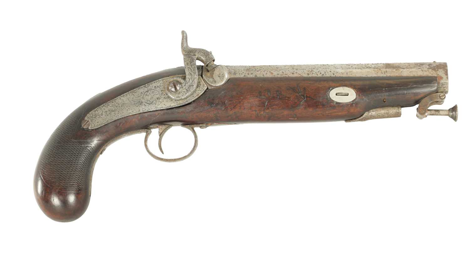 Lot 553 - A 19TH CENTURY PERCUSSION PISTOL