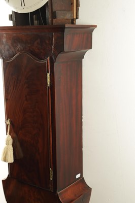 Lot 1198 - YONGE & SON, STRAND, LONDON. A GEORGE III FIGURED MAHOGANY TAVERN CLOCK