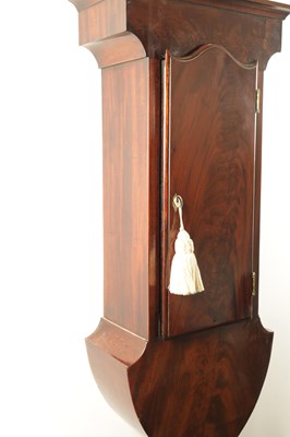 Lot 1198 - YONGE & SON, STRAND, LONDON. A GEORGE III FIGURED MAHOGANY TAVERN CLOCK