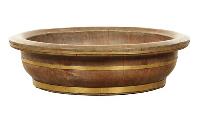 Lot 885 - A LARGE 19TH CENTURY PITCH PINE COOPERED BOWL OF LARGE SIZE