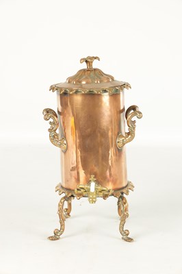 Lot 715 - A 19TH CENTURY COPPER CYLINDRICAL KETTLE