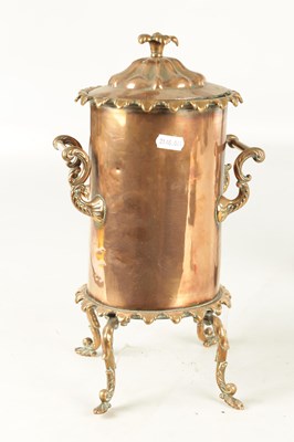 Lot 715 - A 19TH CENTURY COPPER CYLINDRICAL KETTLE