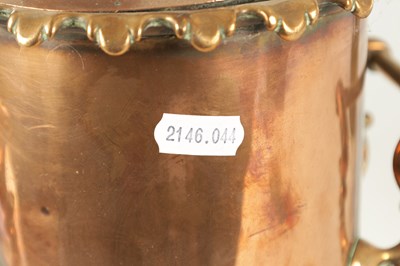 Lot 715 - A 19TH CENTURY COPPER CYLINDRICAL KETTLE