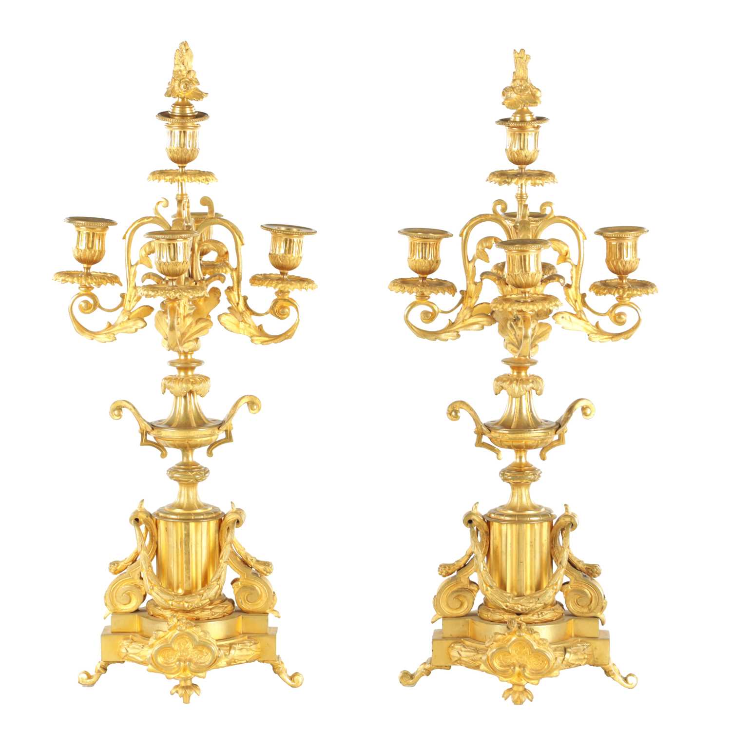 Lot 748 - A PAIR OF LATE 19TH CENTURY FRENCH ORMOLU CANDELABRA