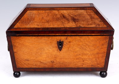 Lot 613 - A REGENCY FIGURED SATINWOOD AND MAHOGANY CROSS-...