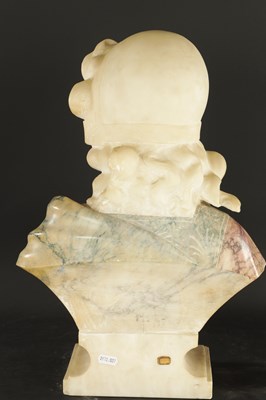 Lot 775 - AN ART DECO CARVED MIXED MARBLE BUST OF A YOUNG LADY