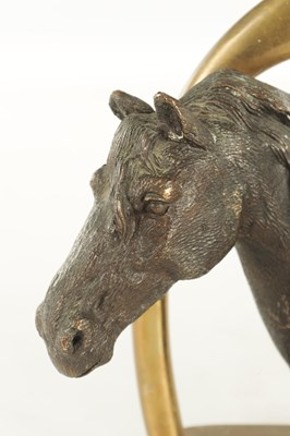 Lot 709 - A 19TH CENTURY FRENCH CAST BRONZE DOORSTOP FORMED AS A HORSE'S HEAD