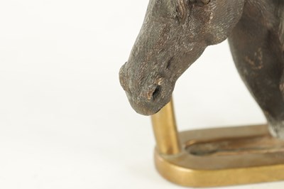 Lot 709 - A 19TH CENTURY FRENCH CAST BRONZE DOORSTOP FORMED AS A HORSE'S HEAD