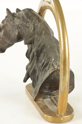 Lot 709 - A 19TH CENTURY FRENCH CAST BRONZE DOORSTOP FORMED AS A HORSE'S HEAD