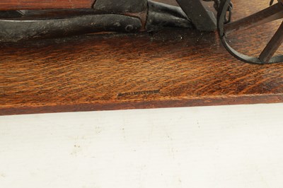 Lot 955 - A GOOD 19TH CENTURY OAK AND STEEL MODEL OF A HAND HELD PLOUGH