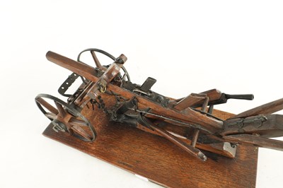 Lot 955 - A GOOD 19TH CENTURY OAK AND STEEL MODEL OF A HAND HELD PLOUGH