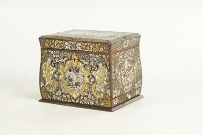 Lot 886 - A 19TH CENTURY FRENCH BRASS, PEWTER AND IVORY INLAID ROSEWOOD TOBACCO BOX