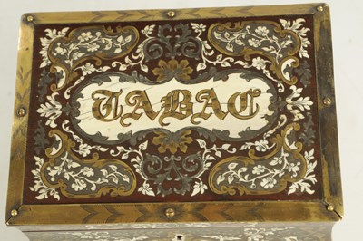 Lot 886 - A 19TH CENTURY FRENCH BRASS, PEWTER AND IVORY INLAID ROSEWOOD TOBACCO BOX