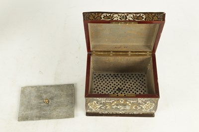 Lot 886 - A 19TH CENTURY FRENCH BRASS, PEWTER AND IVORY INLAID ROSEWOOD TOBACCO BOX