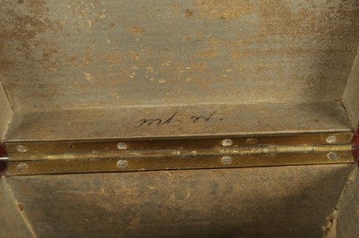 Lot 886 - A 19TH CENTURY FRENCH BRASS, PEWTER AND IVORY INLAID ROSEWOOD TOBACCO BOX