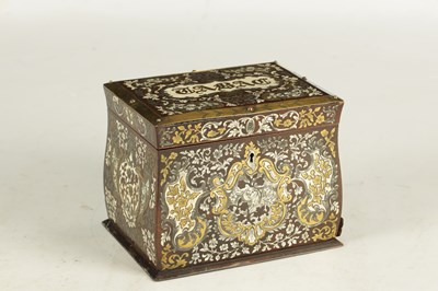 Lot 886 - A 19TH CENTURY FRENCH BRASS, PEWTER AND IVORY INLAID ROSEWOOD TOBACCO BOX