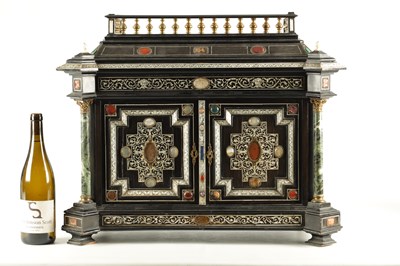 Lot 906 - A 19TH CENTURY ITALIAN EBONISED AND IVORY INLAID COLLECTORS CABINET