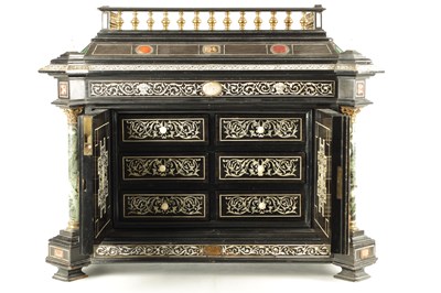 Lot 906 - A 19TH CENTURY ITALIAN EBONISED AND IVORY INLAID COLLECTORS CABINET