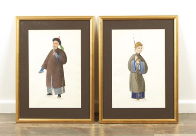 Lot 133 - A FINE PAIR OF 19TH CENTURY CHINESE WATERCOLOURS