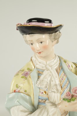Lot 90 - A LARGE PAIR OF 19TH CENTURY MEISSEN PORCELAIN FIGURES