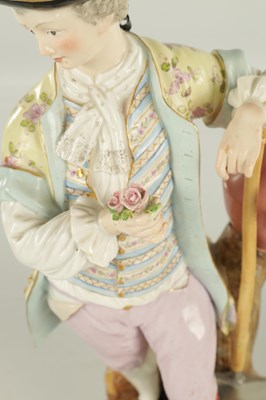 Lot 90 - A LARGE PAIR OF 19TH CENTURY MEISSEN PORCELAIN FIGURES