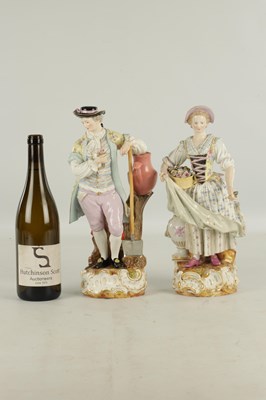 Lot 90 - A LARGE PAIR OF 19TH CENTURY MEISSEN PORCELAIN FIGURES