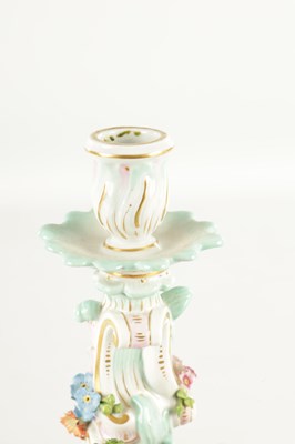 Lot 115 - A PAIR OF 19TH CENTURY MEISSEN PORCELAIN CANDELABRA