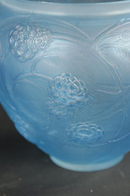 Lot 34 - A RENE LALIQUE BLUE STAINED 'NEFLIERS' VASE