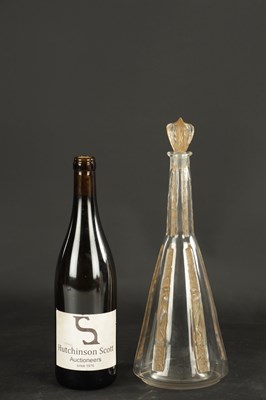 Lot 33 - AN R LALIQUE SIX-FIGURINE AMBER STAINED GLASS DECANTER