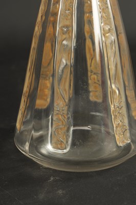 Lot 33 - AN R LALIQUE SIX-FIGURINE AMBER STAINED GLASS DECANTER