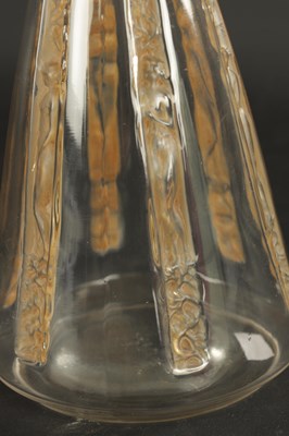 Lot 33 - AN R LALIQUE SIX-FIGURINE AMBER STAINED GLASS DECANTER